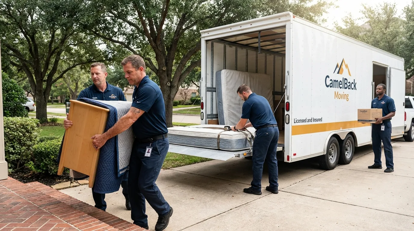 Crew loading residential truck for cross-state move from Connellsville, PA