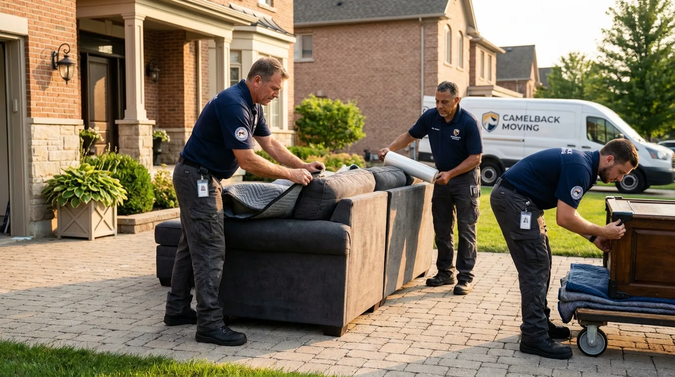 Large estate moving crew wrapping furniture in Connellsville, PA